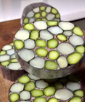 Mosaïque d’asperges façon sushi aux agrumes